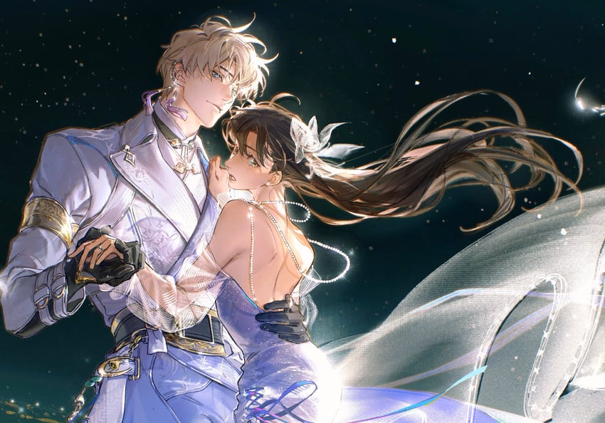 protagonist and xavier (love and deepspace) drawn by chimmyming