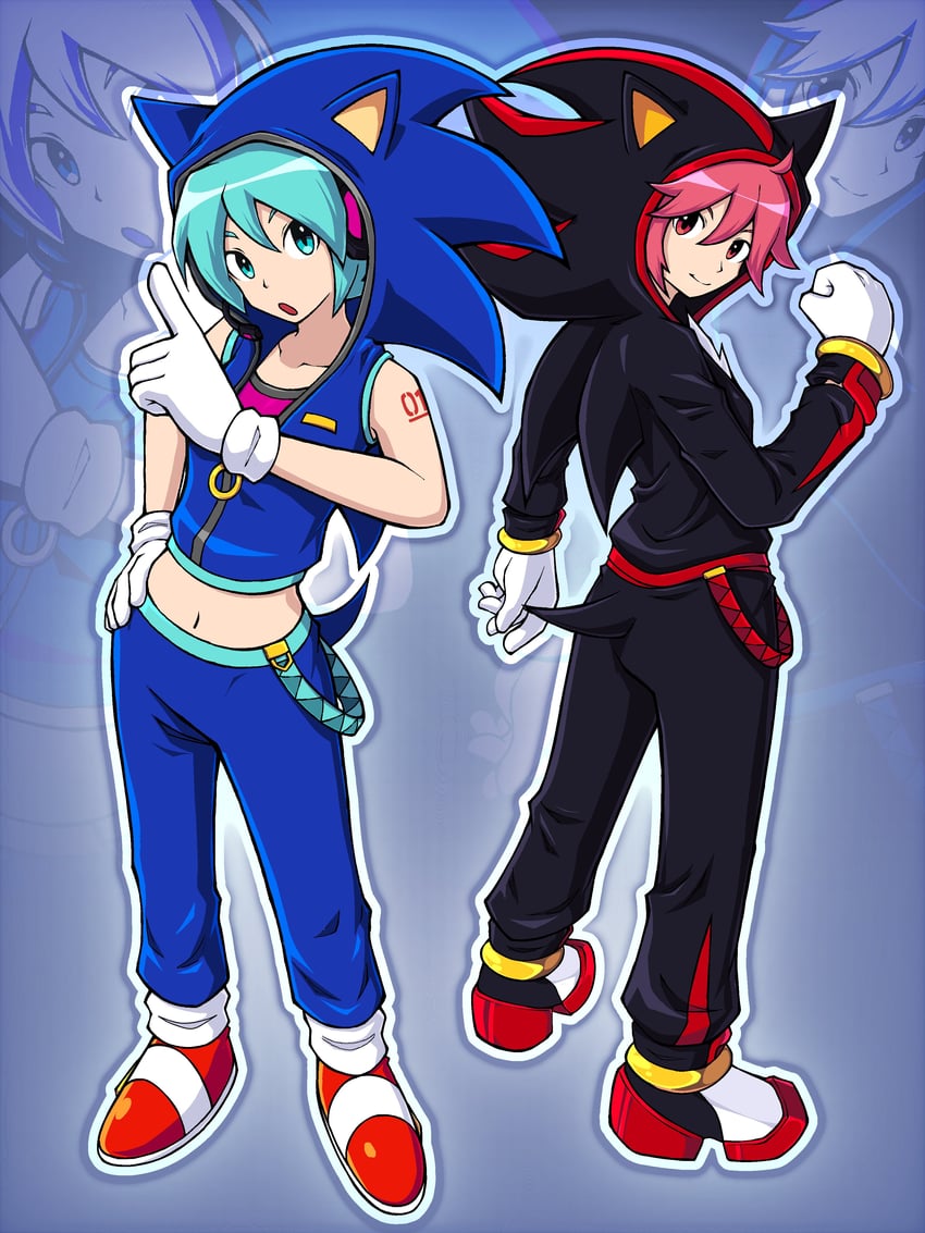 hatsune miku, kasane teto, sonic the hedgehog, and shadow the hedgehog (vocaloid and 4 more) drawn by realshadowfan01