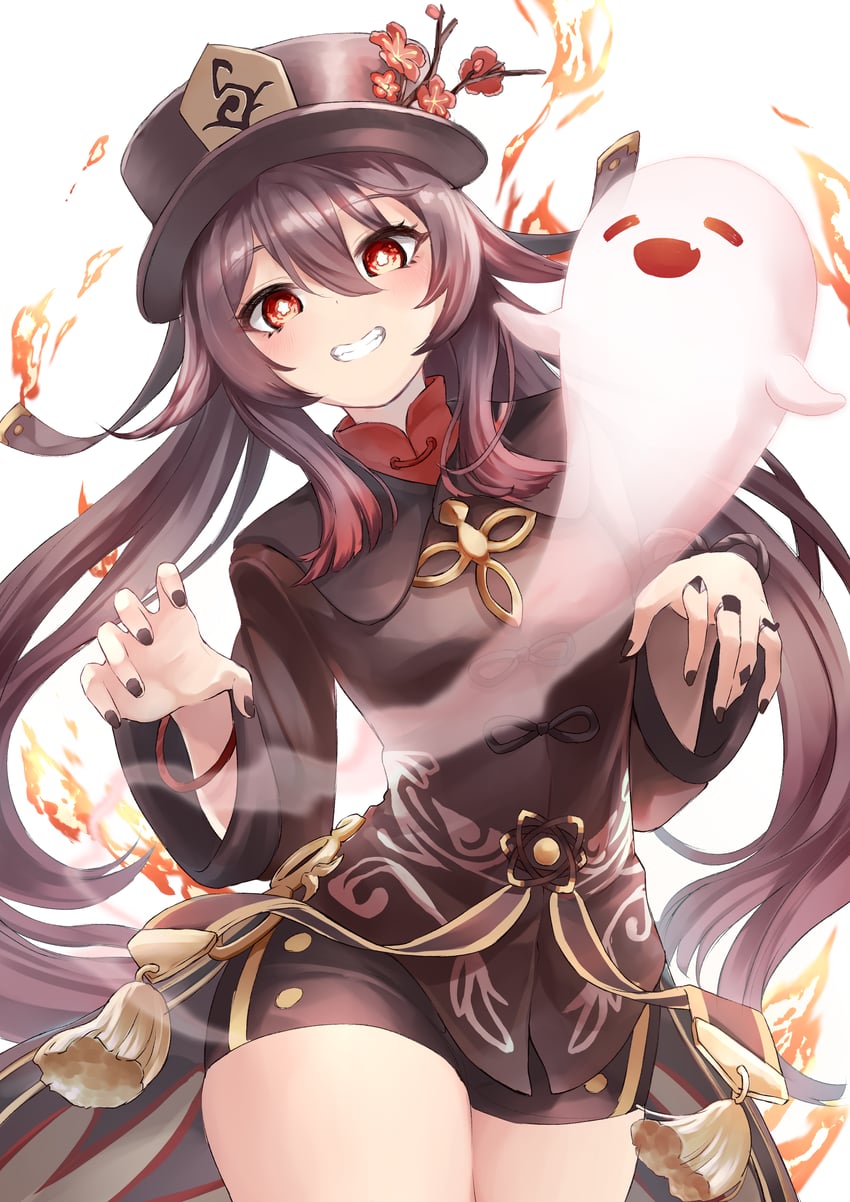 hu tao and boo tao (genshin impact) drawn by sazanka