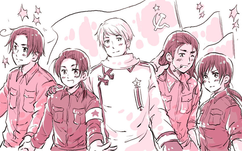 russia, china, korea, vietnam, and cuba (axis powers hetalia) drawn by himaruya_hidekazu