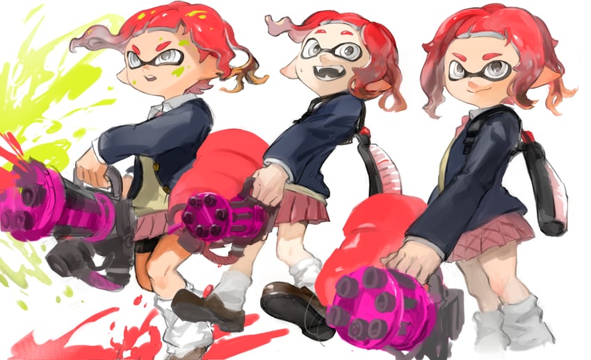 inkling player character and inkling girl (splatoon) drawn by ga4me4
