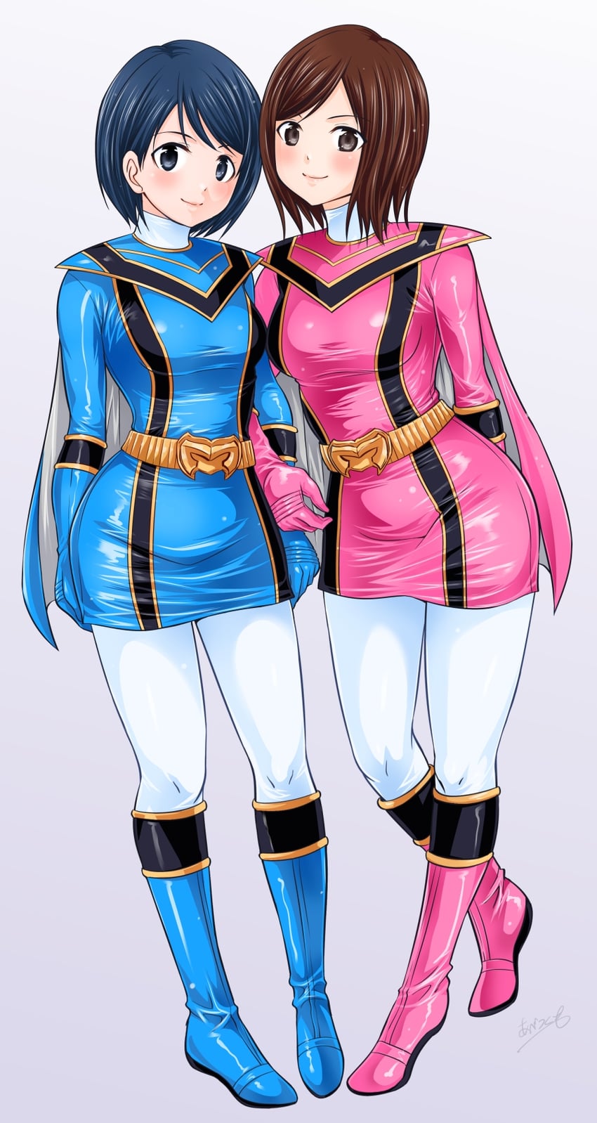 magipink, magiblue, ozu houka, and ozu urara (super sentai and 1 more) drawn by abe_tsukumo