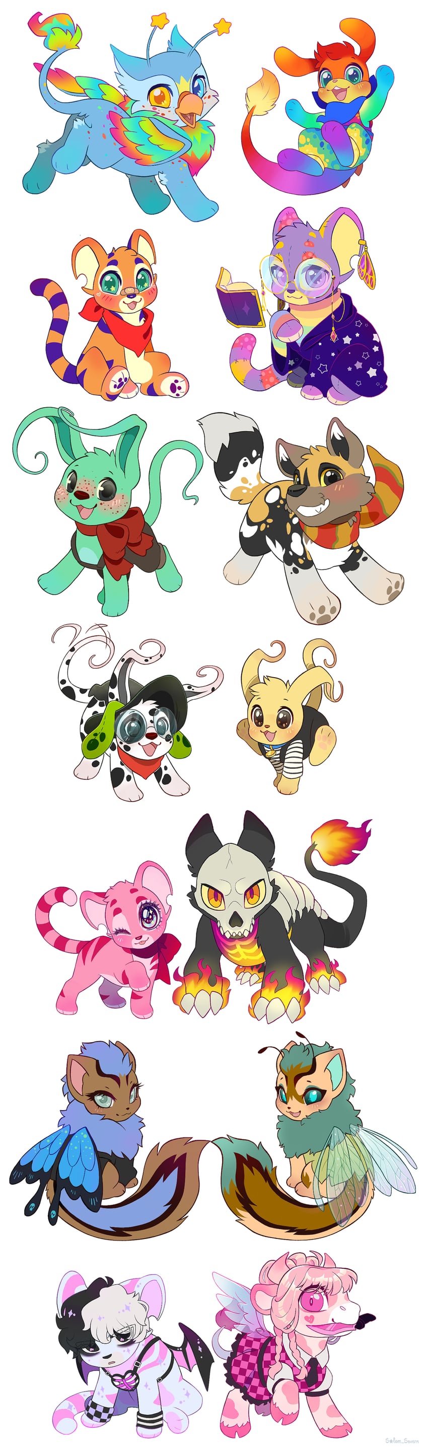 kougra, zafara, xweetok, eyrie, gelert, and 4 more (original and 1 more) drawn by salemsevern