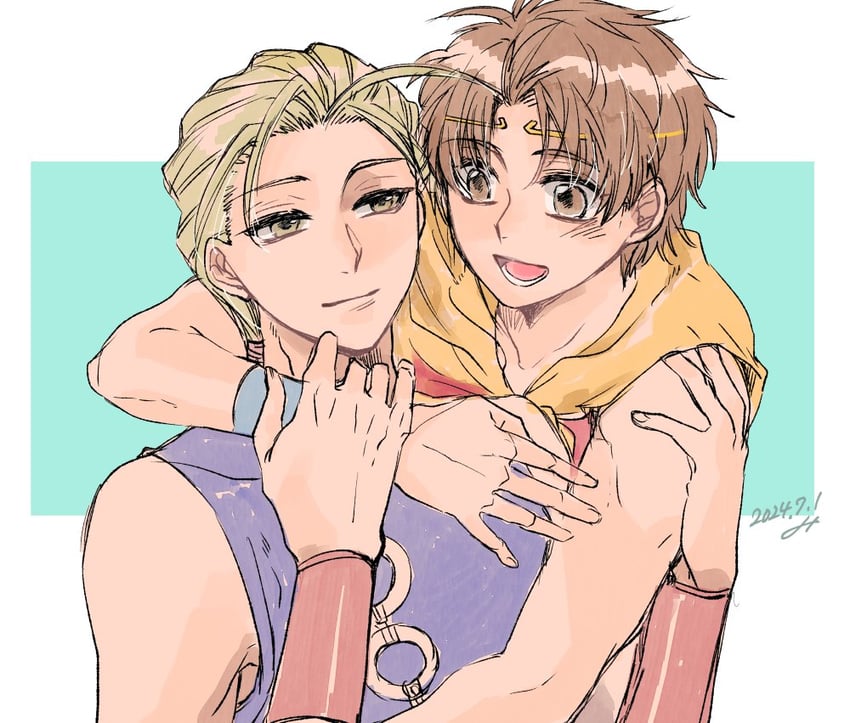 riou and jowy atreides-blight (gensou suikoden and 1 more) drawn by menosgland