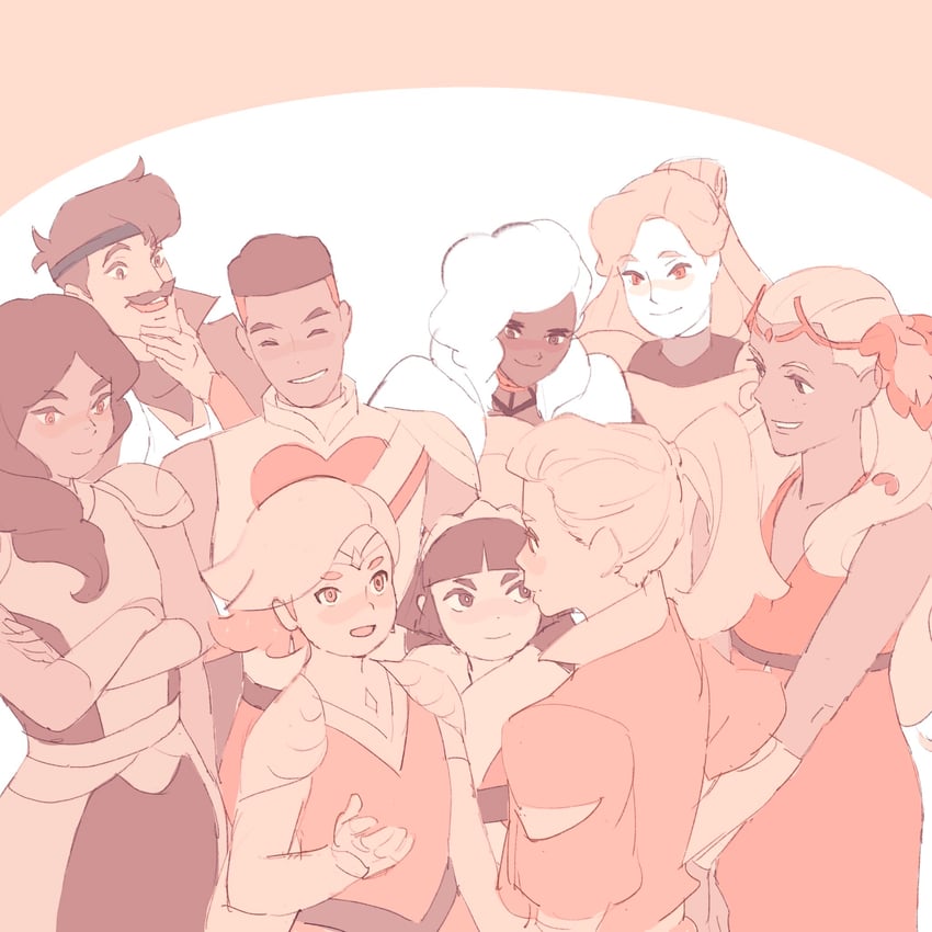 adora, glimmer, perfuma, bow, mermista, and 4 more (she-ra and the princesses of power) drawn by 55bata6rou
