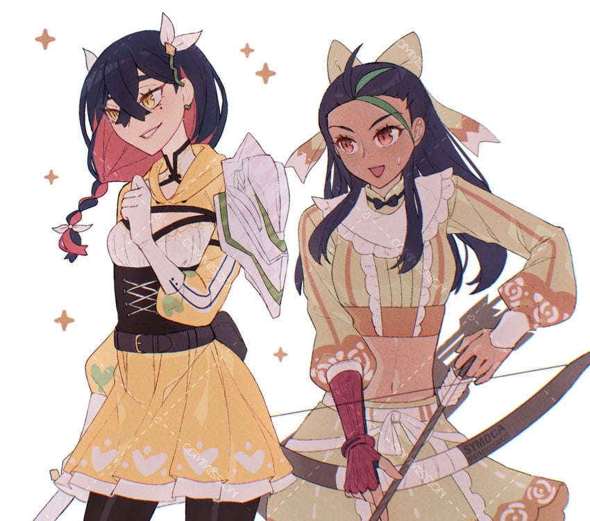 carmine, nemona, goldmary, and etie (pokemon and 3 more) drawn by symoca