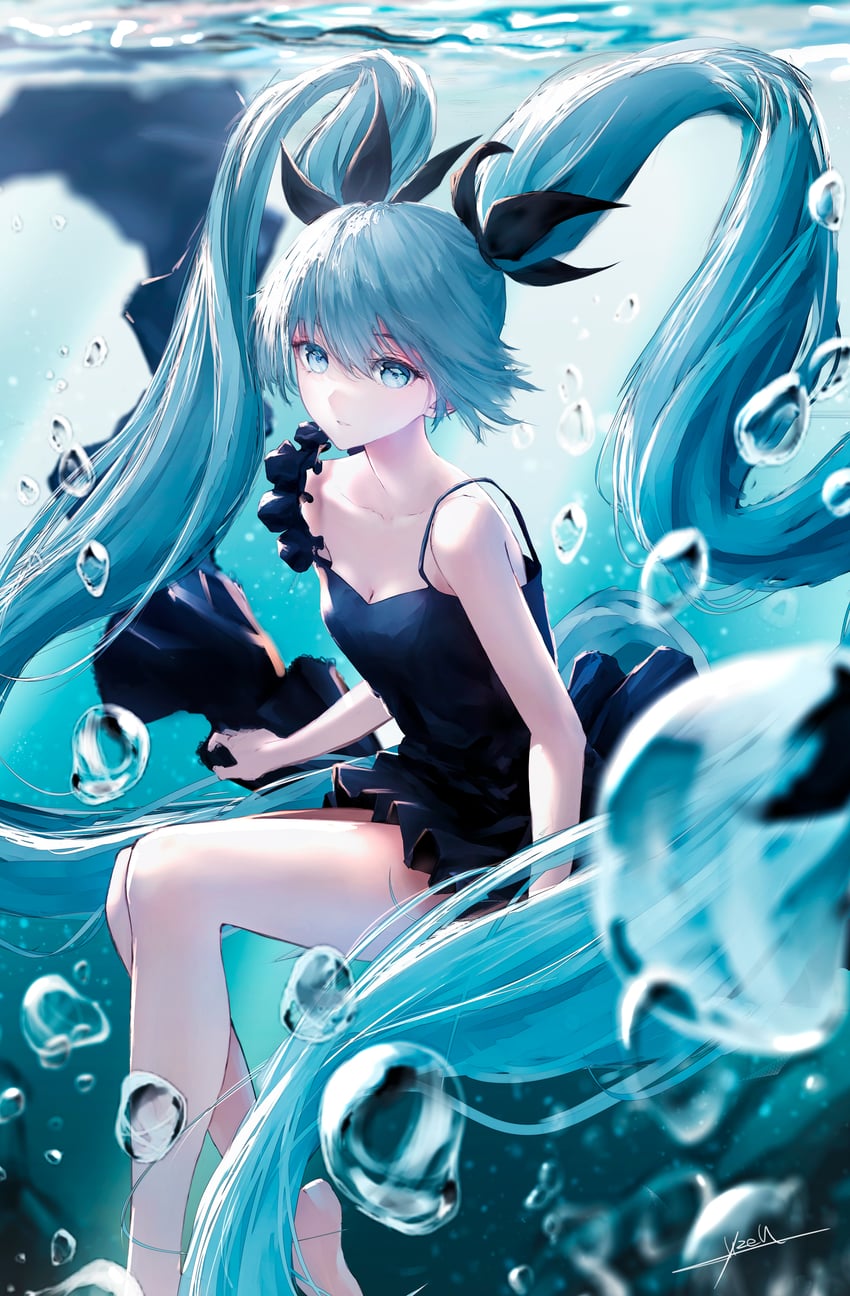 hatsune miku (vocaloid and 1 more) drawn by jizell