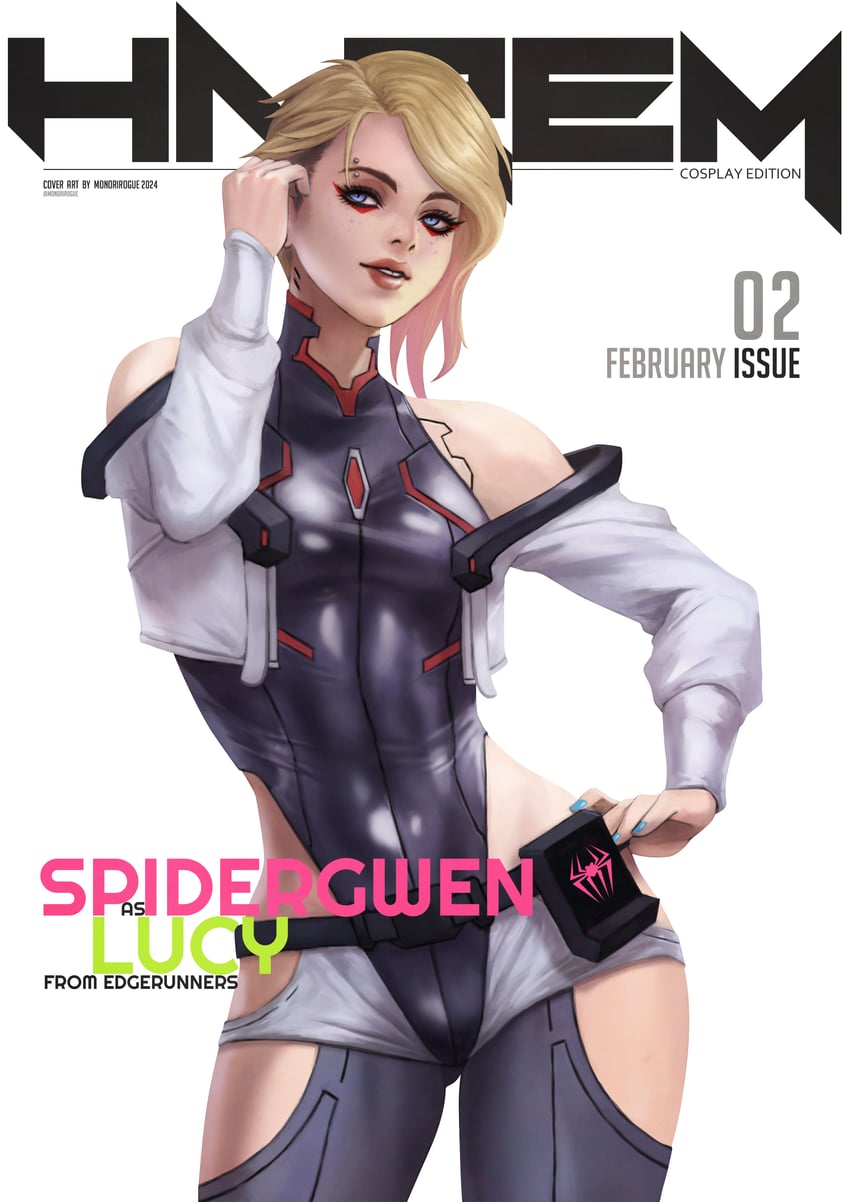 lucy, gwen stacy, and yuuki aoi (marvel and 3 more) drawn by monori_rogue