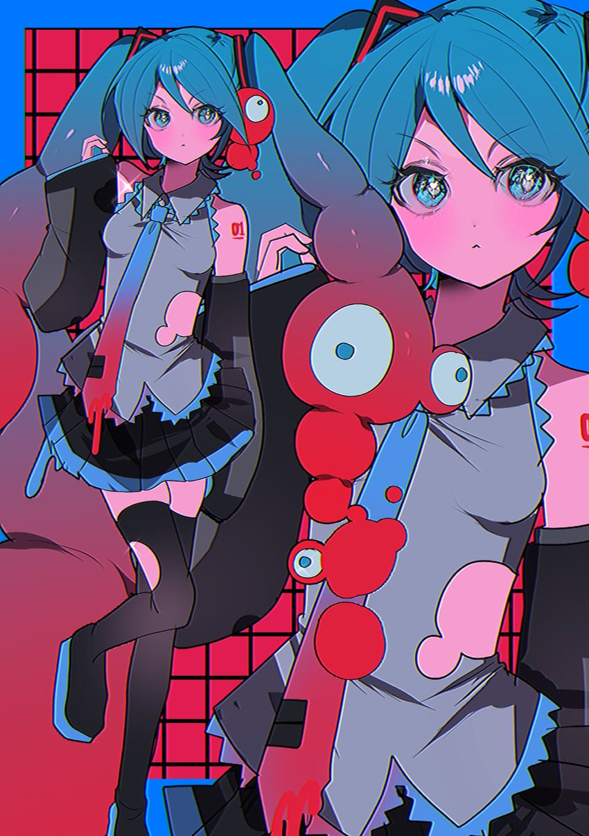 hatsune miku and myaku-myaku (vocaloid and 1 more) drawn by momae_mac