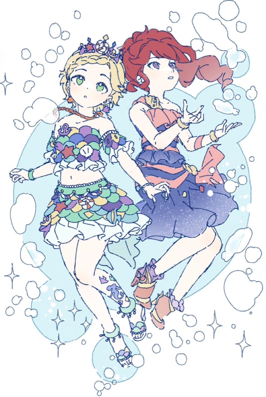 shinjo hinaki and kurebayashi juri (aikatsu!) drawn by ginjiro_(ginjiroxx)