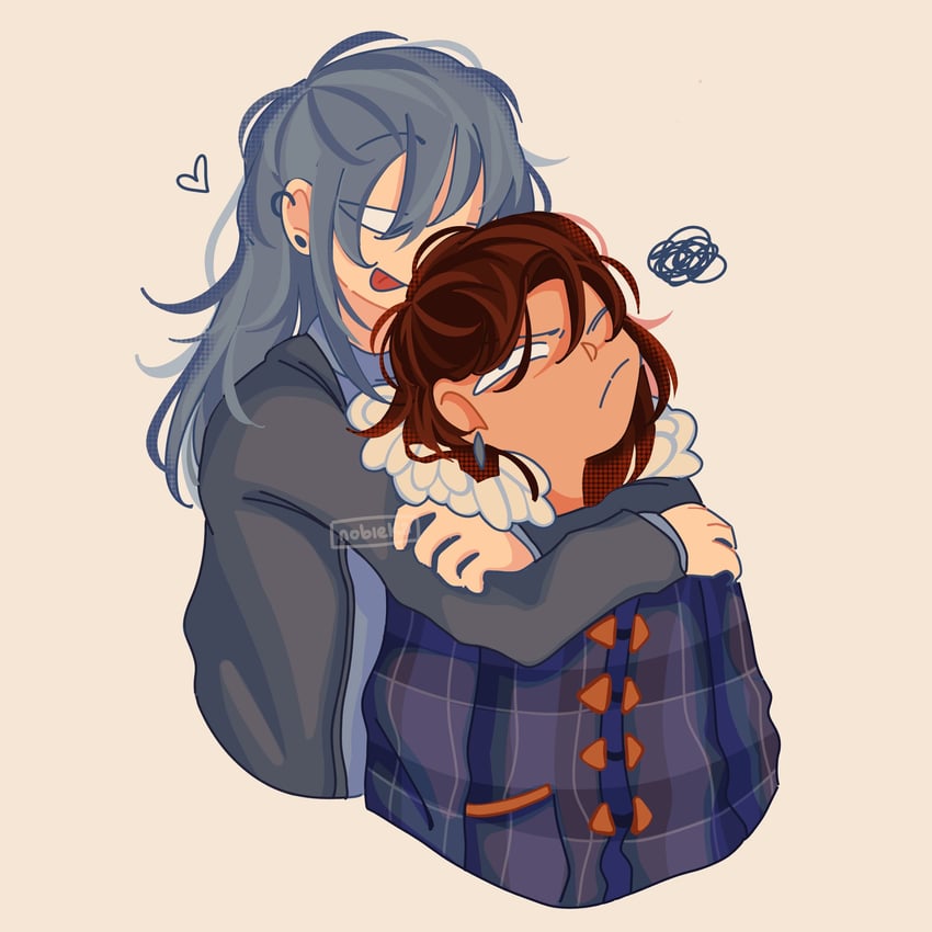 main character and qiu lin (our life and 1 more) drawn by nobi33ka