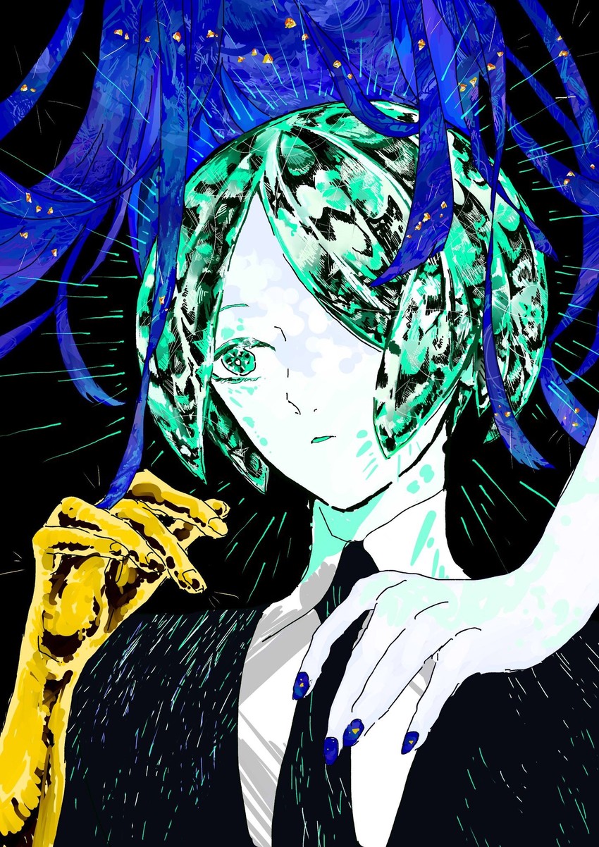 phosphophyllite and lapis lazuli (houseki no kuni) drawn by marubeni_tobi