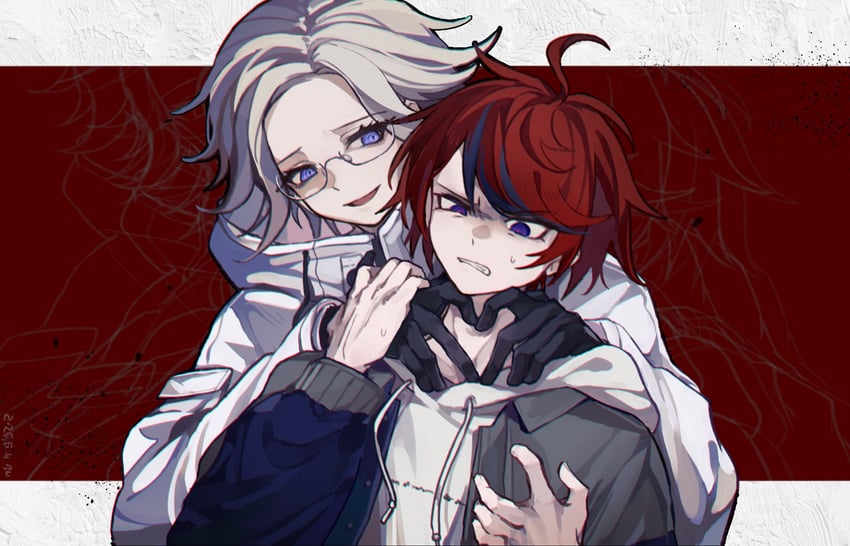 aotsuki eito and sumino takumi (the hundred line -last defense academy-) drawn by 80buii