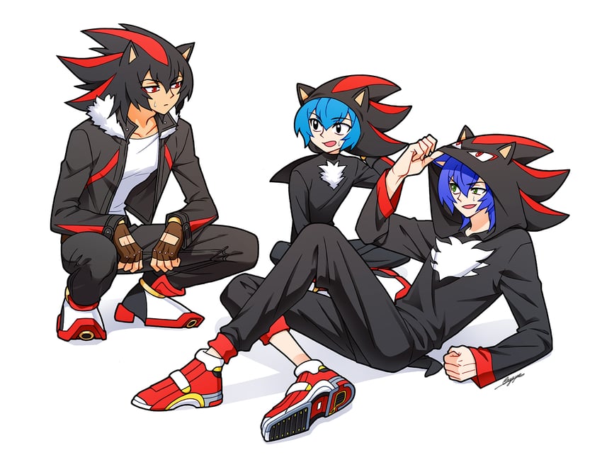 sonic the hedgehog, shadow the hedgehog, and classic sonic (sonic and 1 more) drawn by sloth_g_ya
