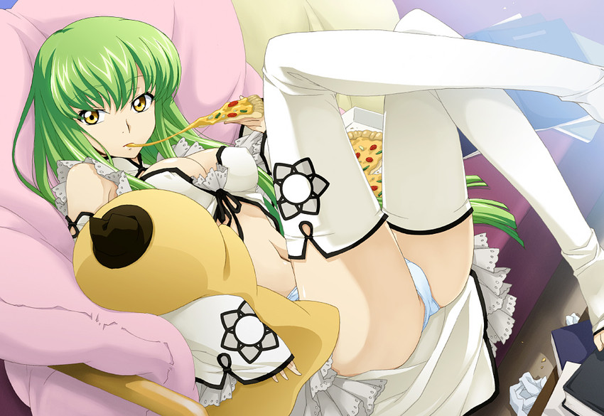 c.c. and cheese-kun (code geass and 1 more) drawn by saipaco