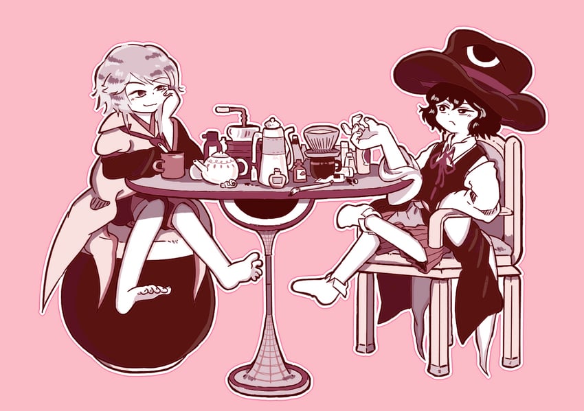 enraku tsubakura and houlen yabusame (len'en) drawn by chikafumikou