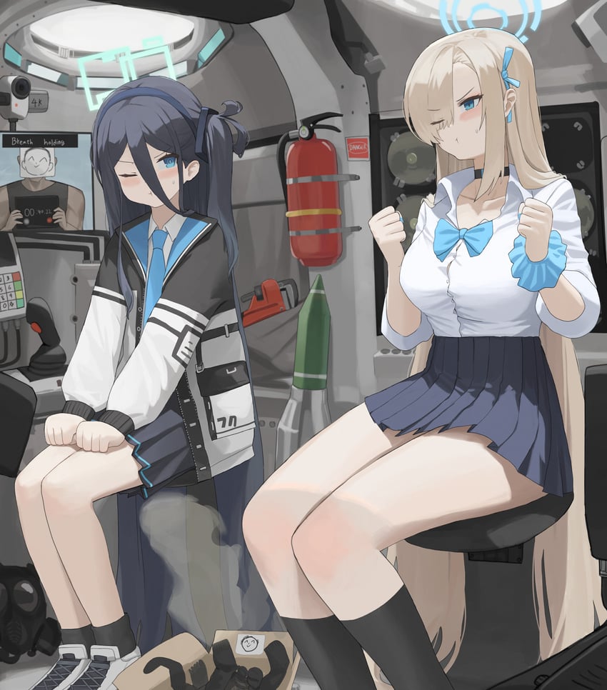 sensei, doodle sensei, asuna, and aris (blue archive) drawn by dolri