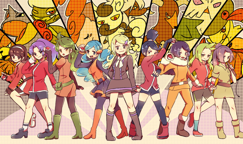 houndoom, roserade, musharna, meowstic, nidoking, and 6 more (pokemon and 7 more) drawn by mizuto_(o96ap)