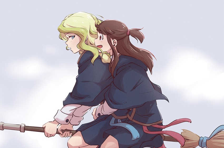 kagari atsuko and diana cavendish (little witch academia) drawn by tonton_(mathcaca24)