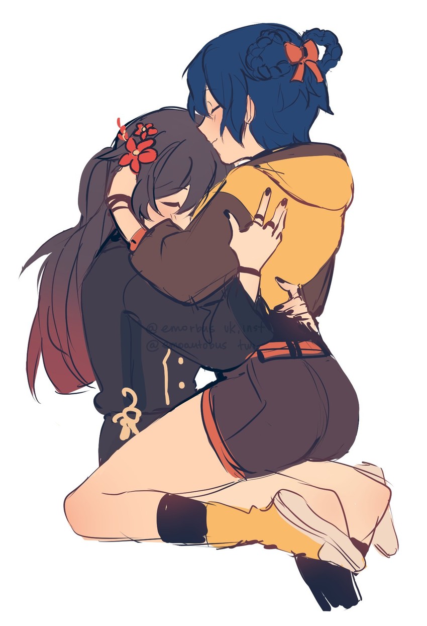 hu tao and xiangling (genshin impact) drawn by emorboobs