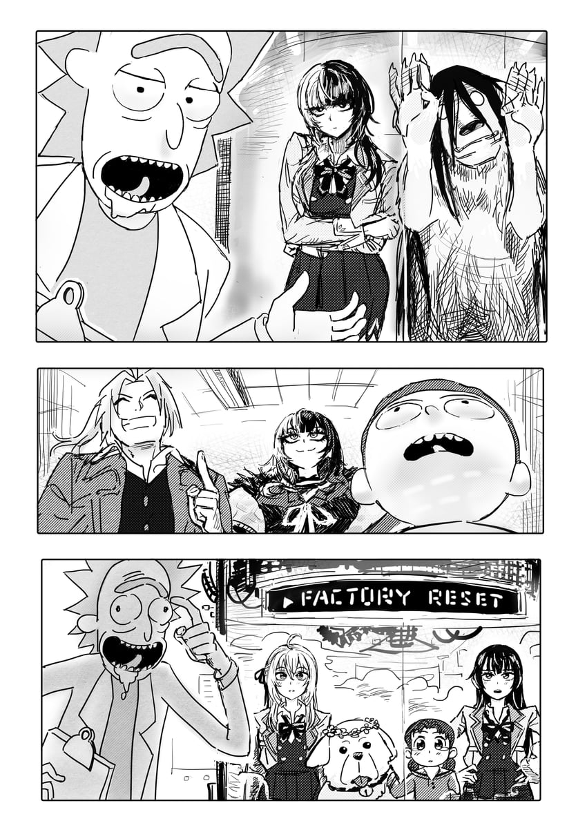 shiori novella, edward elric, alisa mikhailovna kujou, suou yuki, rick sanchez, and 4 more (hololive and 4 more) drawn by reiquant