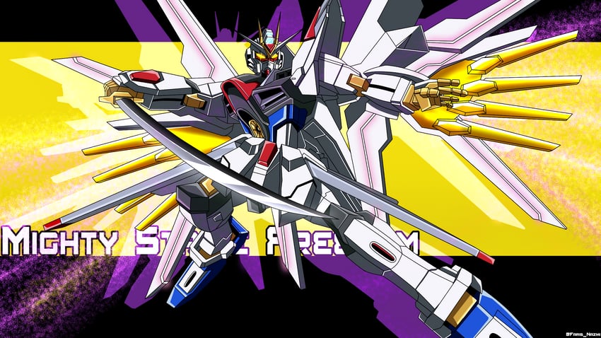 mighty strike freedom gundam (gundam and 2 more) drawn by gundrass