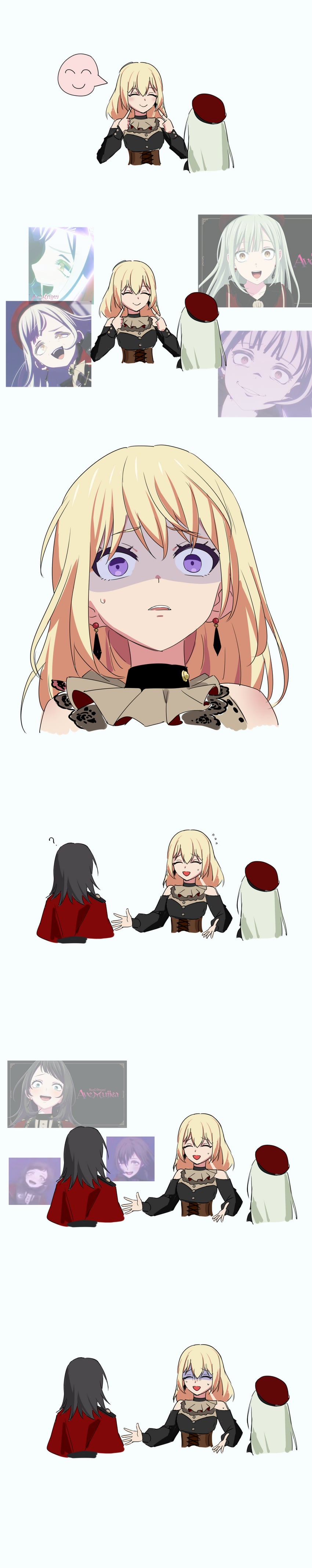 wakaba mutsumi, yahata umiri, misumi uika, mortis, doloris, and 1 more (bang dream! and 1 more) drawn by yzj21333