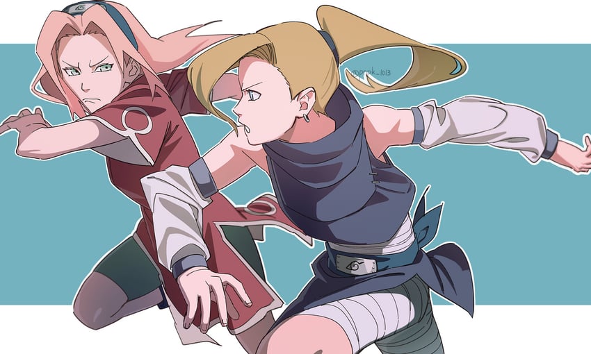 haruno sakura and yamanaka ino (naruto) drawn by pnpk_1013