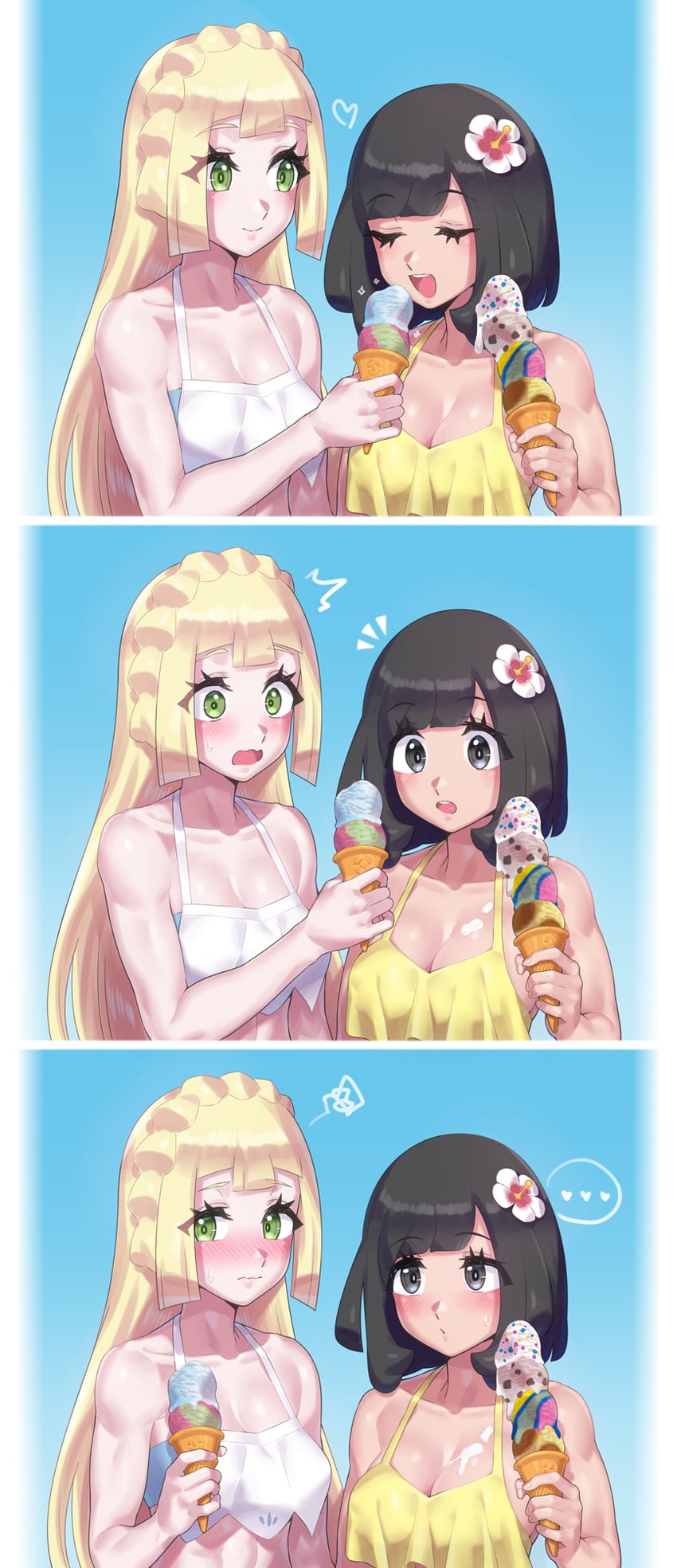 lillie and selene (pokemon and 1 more) drawn by mizuumi_(bb)