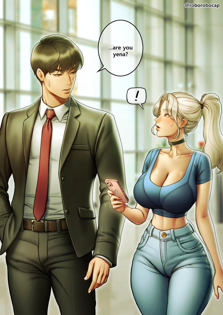 kang hansung and lee yena (ceo and bodyguard) drawn by roborobocap
