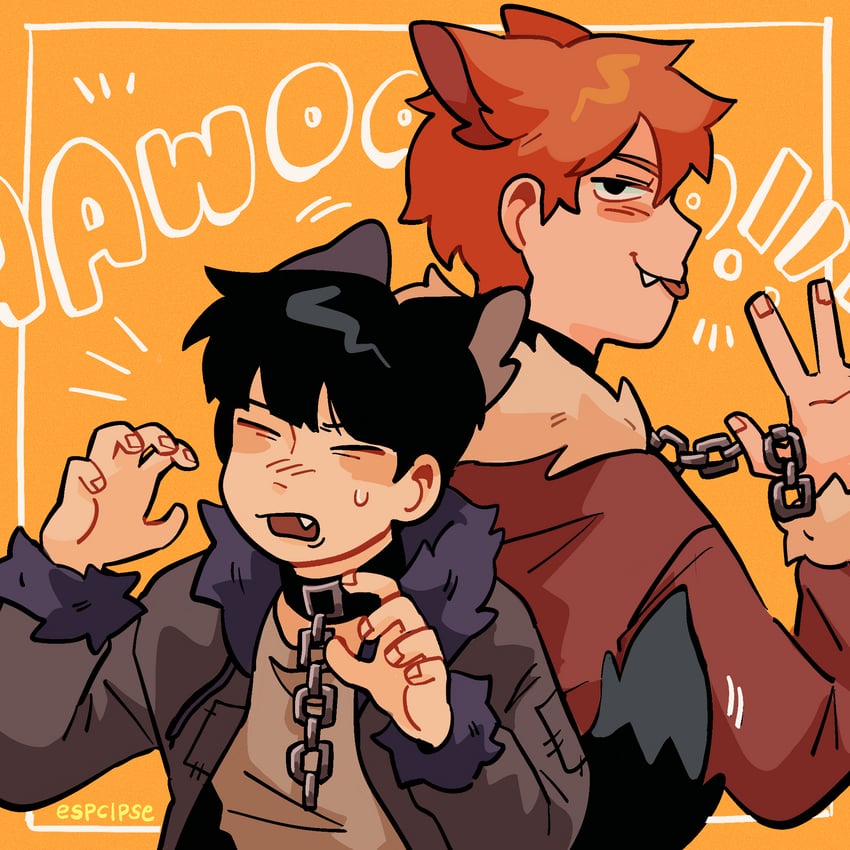 kageyama shigeo and reigen arataka (mob psycho 100) drawn by esper-eclipse