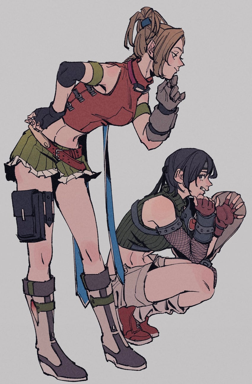 yuffie kisaragi and rikku (final fantasy and 2 more) drawn by oimo_(oimkimn)