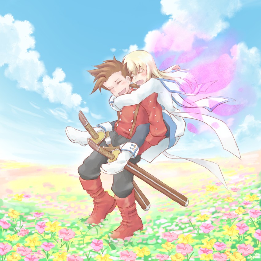 colette brunel and lloyd irving (tales of and 1 more) drawn by maruru_(marimo811)