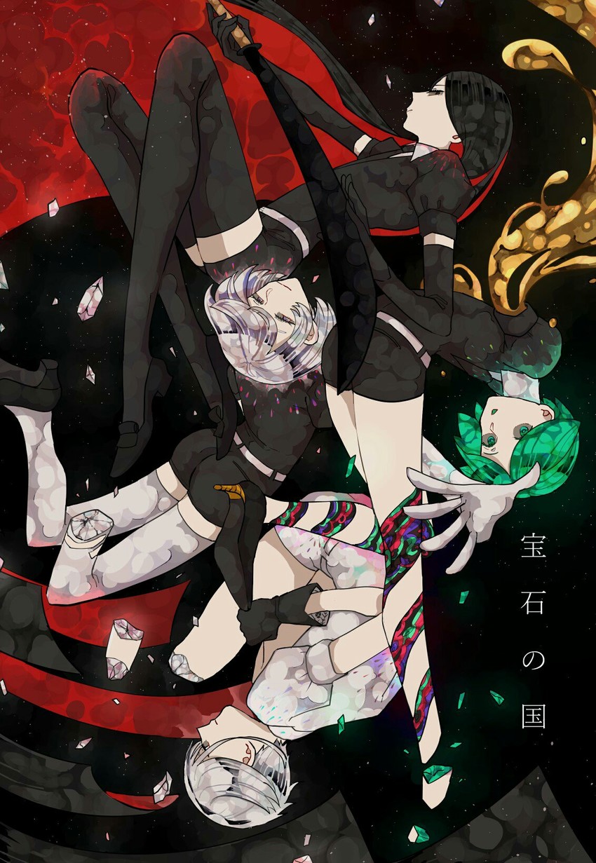 phosphophyllite, diamond, bort, and antarcticite (houseki no kuni) drawn by hanatarou