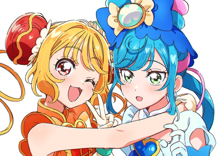 fuwa kokone, hanamichi ran, cure spicy, and cure yum-yum (precure and 1 more) drawn by yufu_kyouko