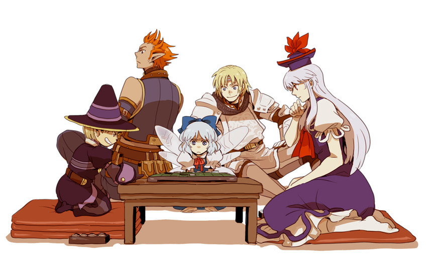 cirno, kamishirasawa keine, black mage, paladin, thief, and 3 more (touhou and 3 more) drawn by emu_(losspass)