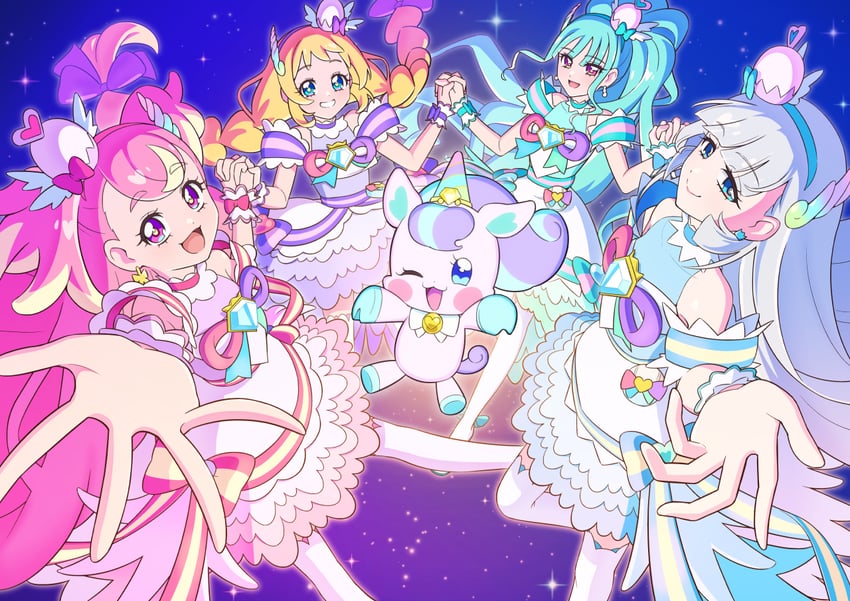 nekoyashiki yuki, inukai komugi, nekoyashiki mayu, inukai iroha, cure wonderful, and 4 more (precure and 1 more) drawn by tiler_(tiler00)