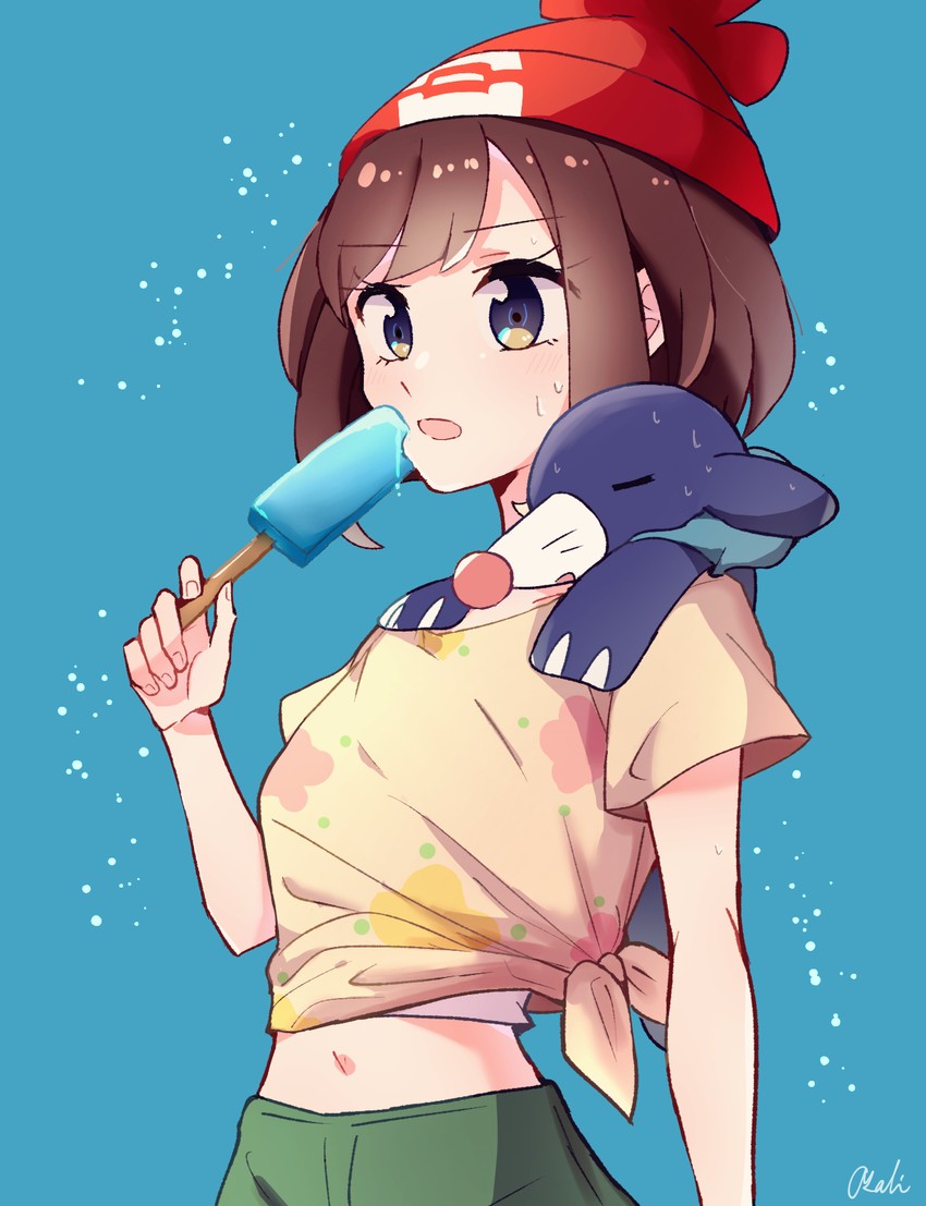selene and popplio (pokemon and 1 more) drawn by tere_asahi