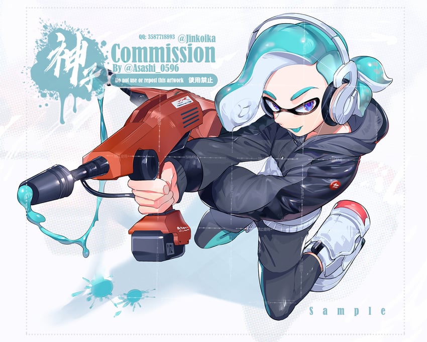 inkling player character and inkling boy (splatoon) drawn by jinkoika