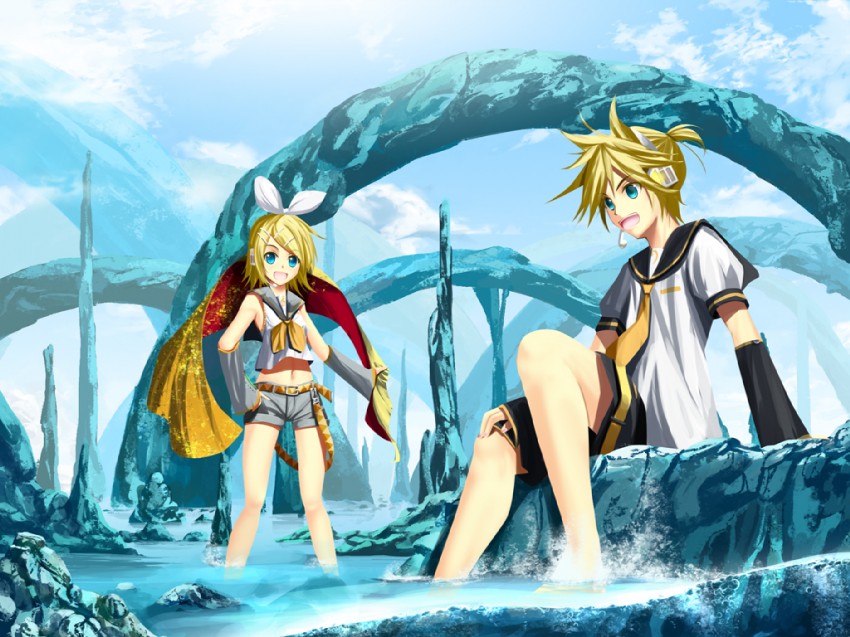 kagamine rin and kagamine len (vocaloid) drawn by kouji_(astral_reverie)