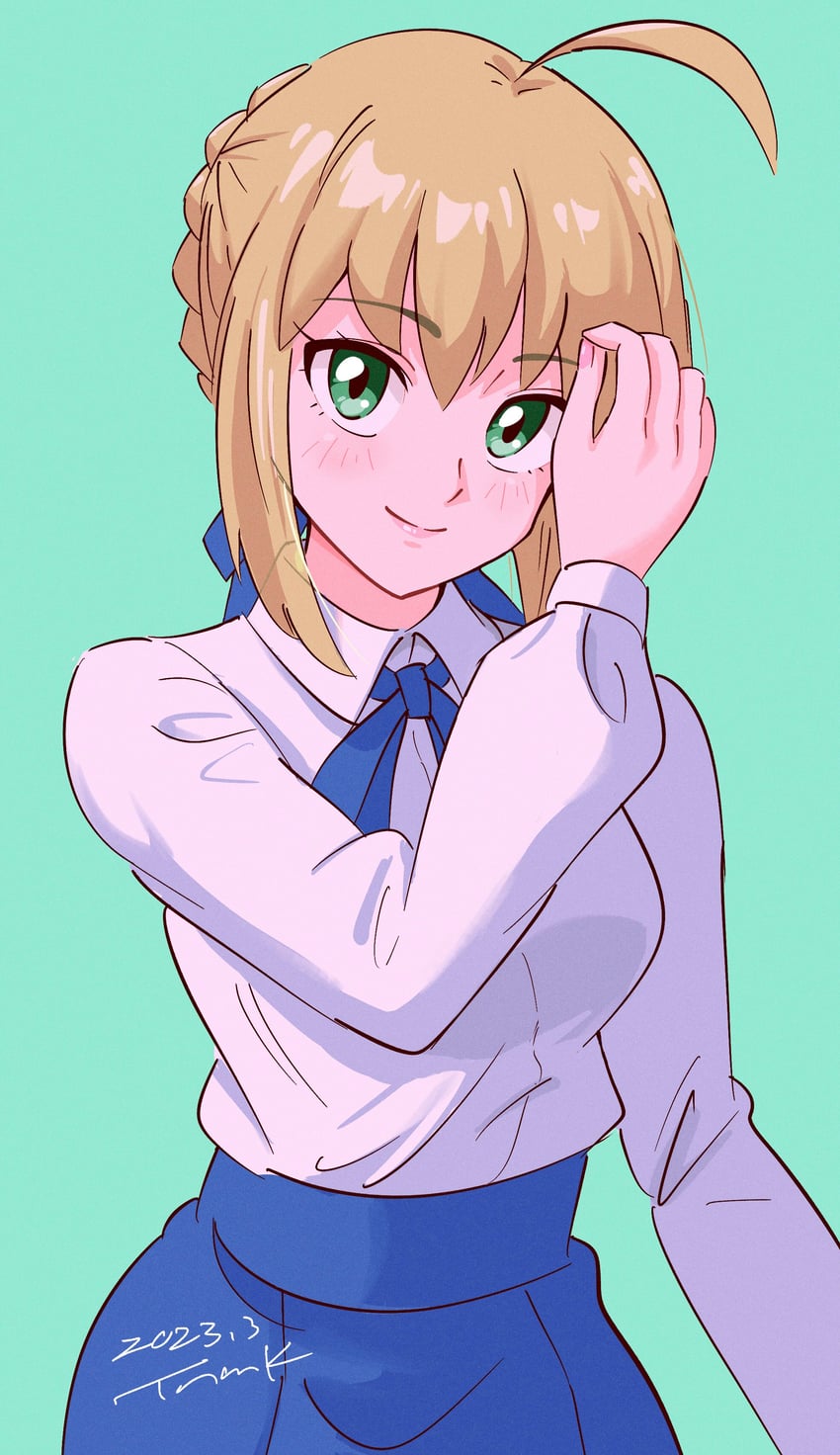 artoria pendragon and saber (fate and 2 more) drawn by tsunemoku