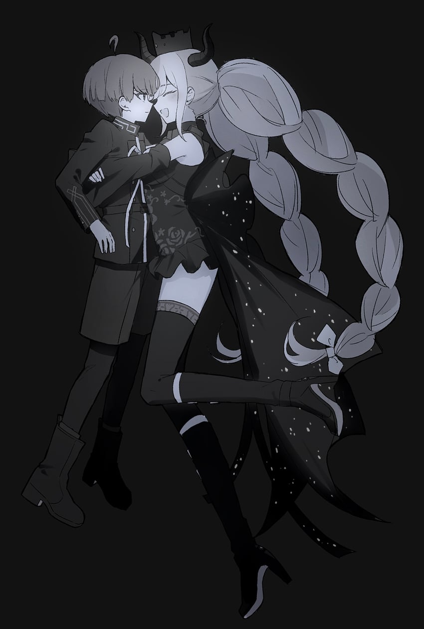 shinigami and yuma kokohead (master detective archives: rain code) drawn by hai_(haihki)