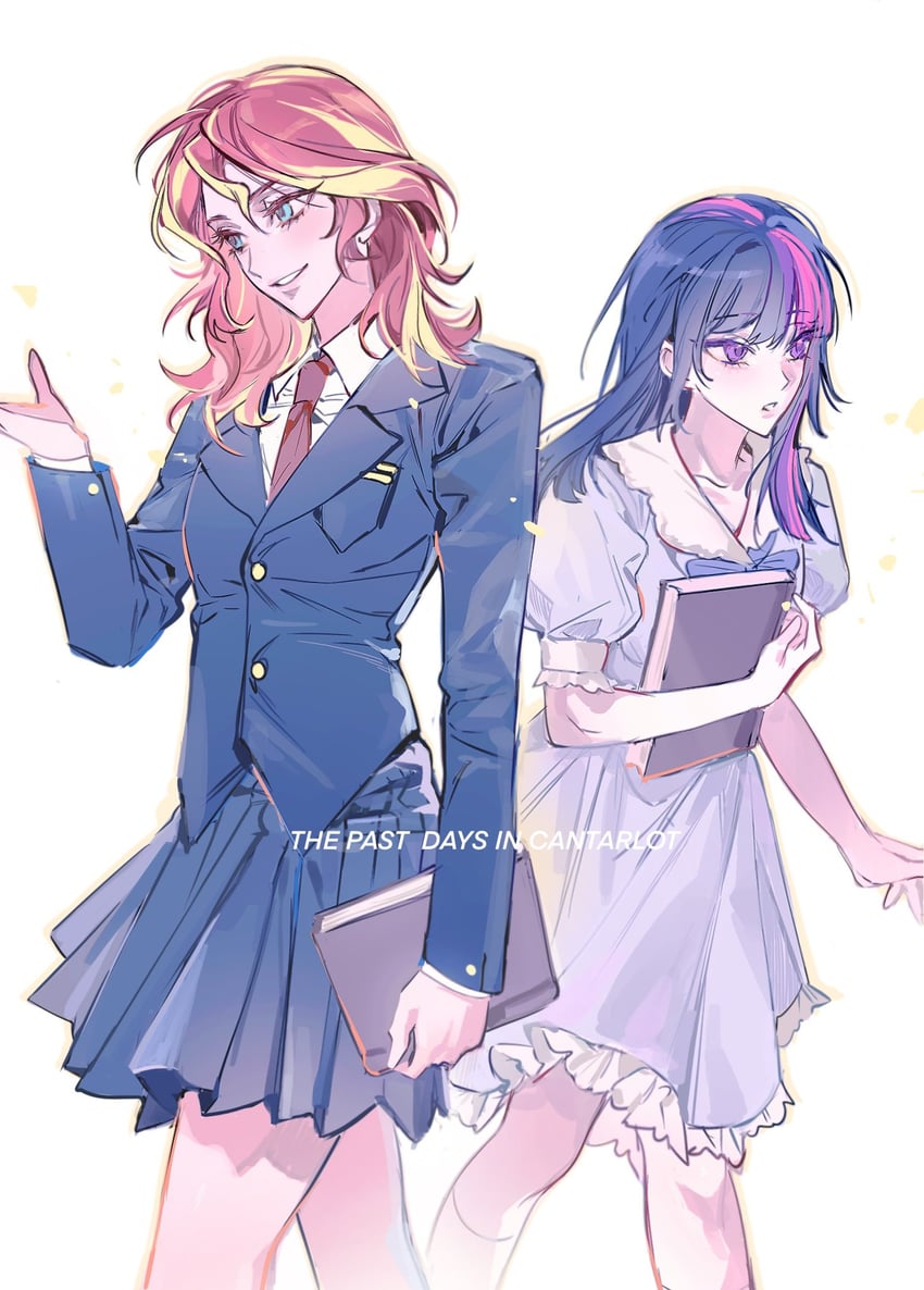 twilight sparkle and sunset shimmer (my little pony and 2 more) drawn by m_omoo