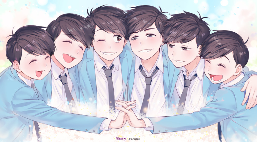 matsuno osomatsu, matsuno karamatsu, matsuno ichimatsu, matsuno jyushimatsu, matsuno choromatsu, and 1 more (osomatsu and 2 more) drawn by mery_(yangmalgage)