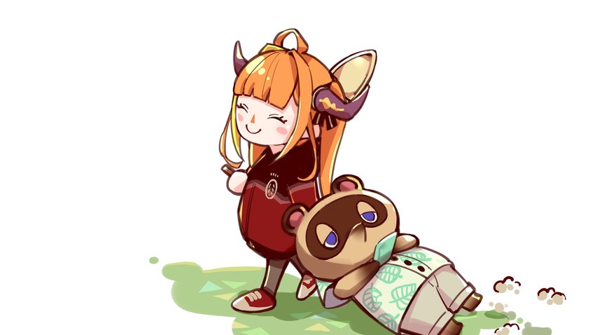 kiryu coco and tom nook (hololive and 1 more) drawn by yuyaiyaui