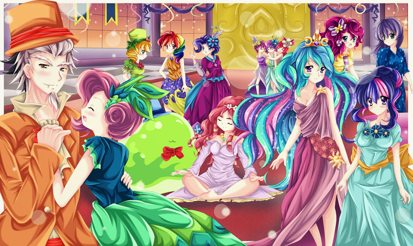 twilight sparkle, fluttershy, rainbow dash, pinkie pie, rarity, and 9 more (my little pony and 1 more) drawn by kiriche