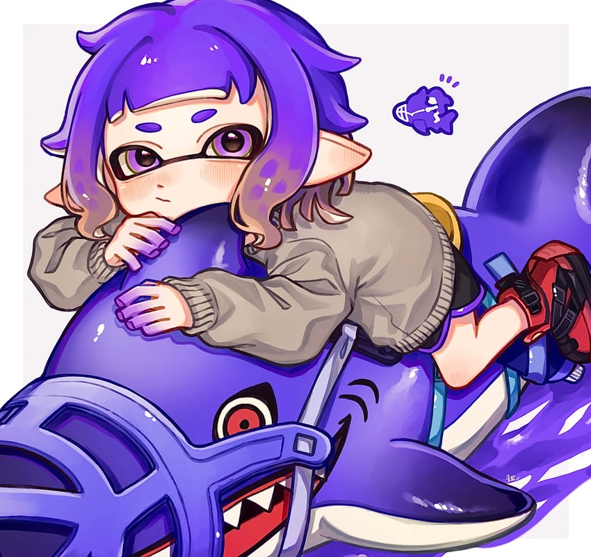 inkling player character and inkling girl (splatoon and 1 more) drawn by aoaza_83