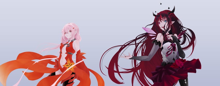 irys and yuzuriha inori (hololive and 2 more) drawn by yorutsuki_yuu