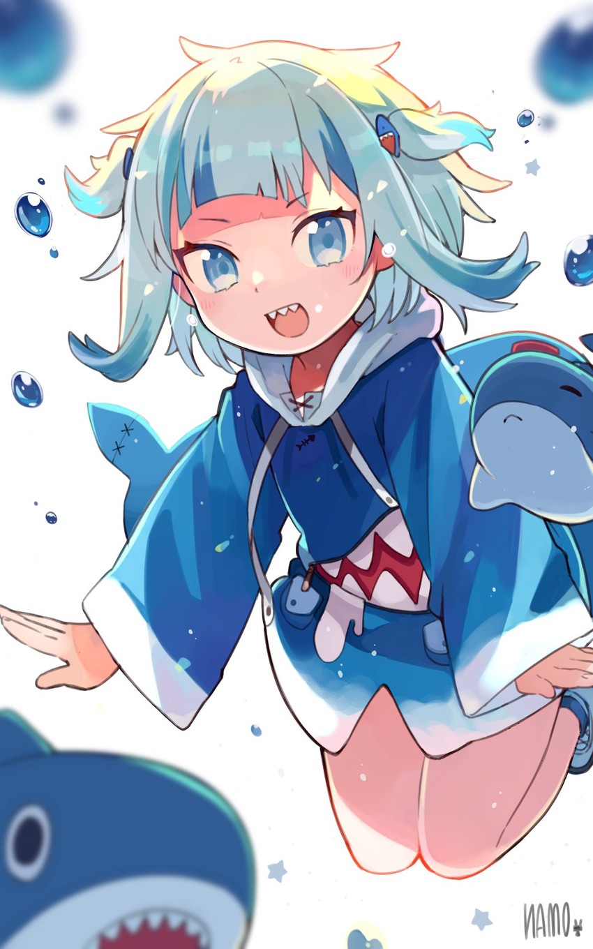 gawr gura and bloop (hololive and 1 more) drawn by namo_(goodbyetears)