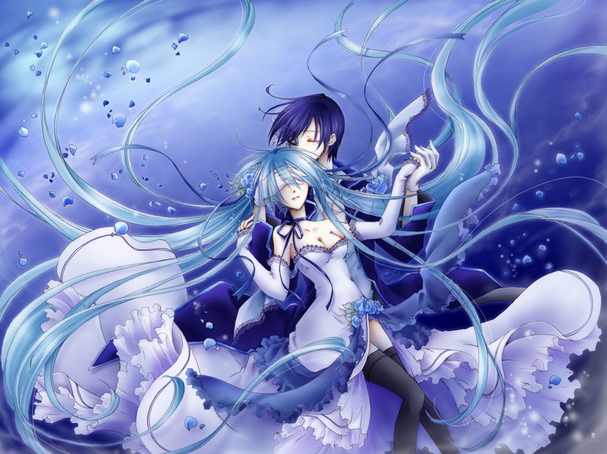 hatsune miku and kaito (vocaloid and 1 more) drawn by fujie